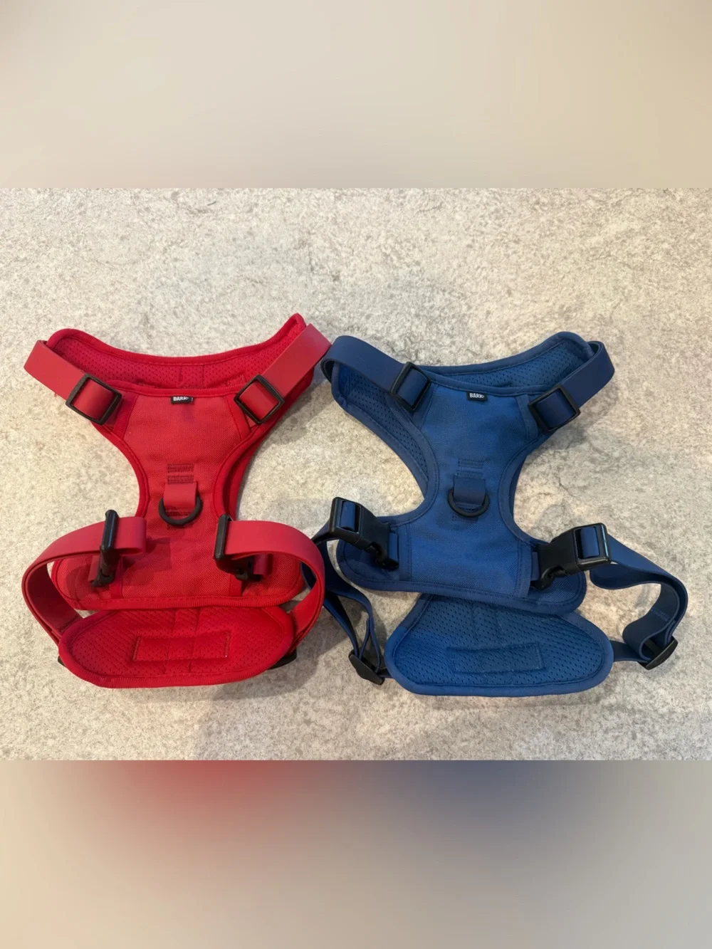Bark Red & Blue Padded Dog Harness Set - Dual Comfort